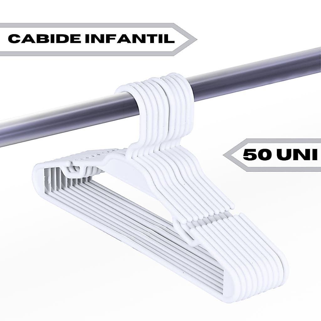 Kit 50 Cabides Infantil Baby 5,5mm Branco