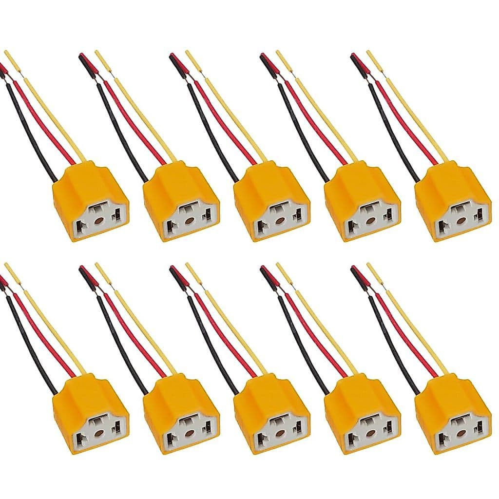 KIT 10 SOQUETE H4 COM CHICOTE PARA LAMPADAS AUTOMOTIVAS 12V/24V
