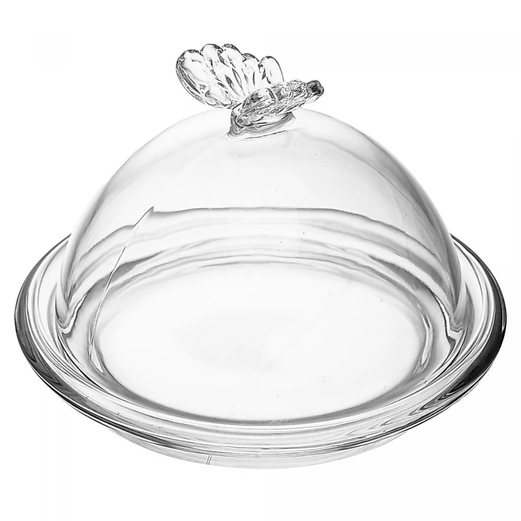 Prato para Doce com Tampa Butterfly 15cm x 15cm x 10cm Cristal Ecológico - Wolff