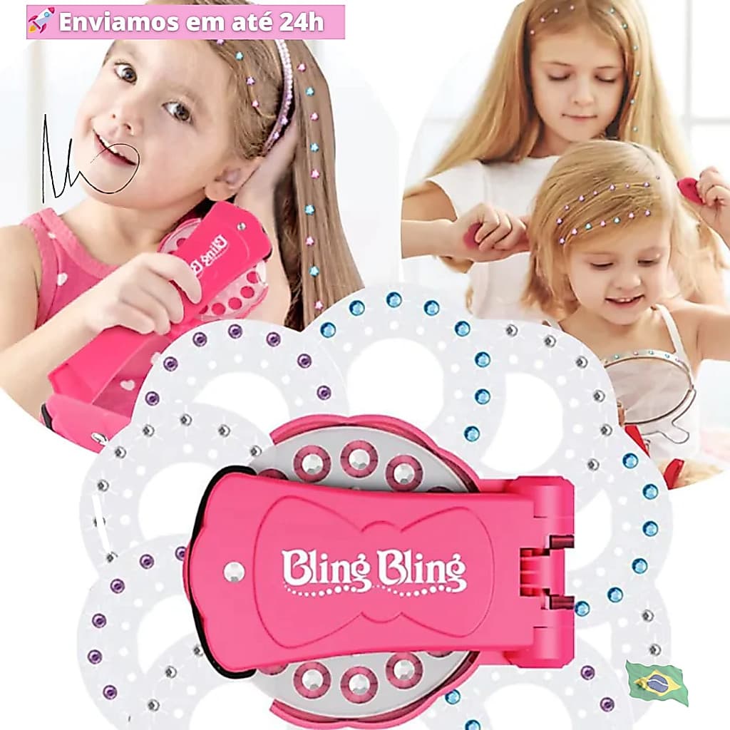 Kit Maquina + Strass Bling Diamond Adesivas Para Cabelo 180 Gemas Com Máquina De Aplicação de Joias