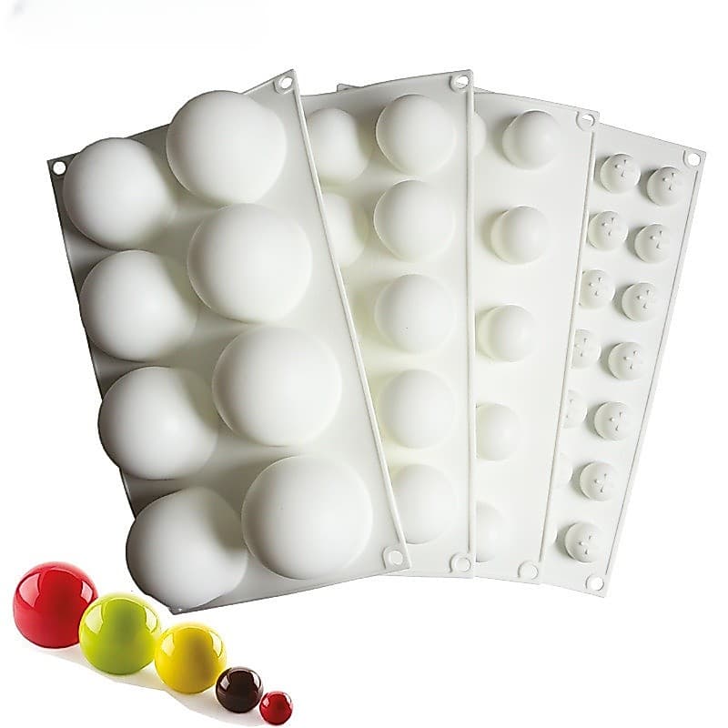 Molde De Chocolate De Silicone Bolo De Bola Moldes 3D Meia Esfera Bandeja De Trufas De Doce
