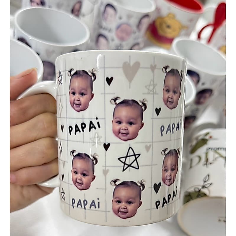 Caneca Papai Pai - rostinhos personalizados - caneca personalizada