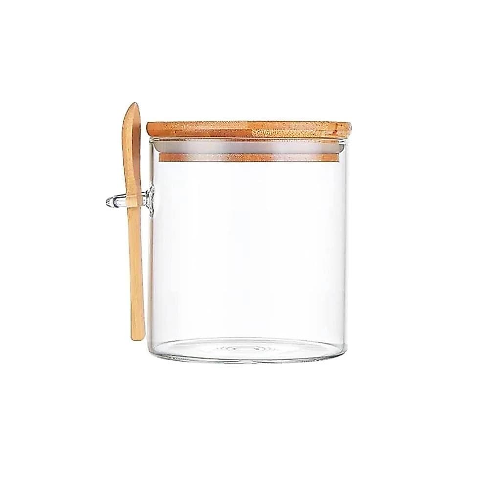 POTE HERMÉTICO PORTA TEMPERO REDONDO 450ML C/TAMPA E COLHER DE BAMBU