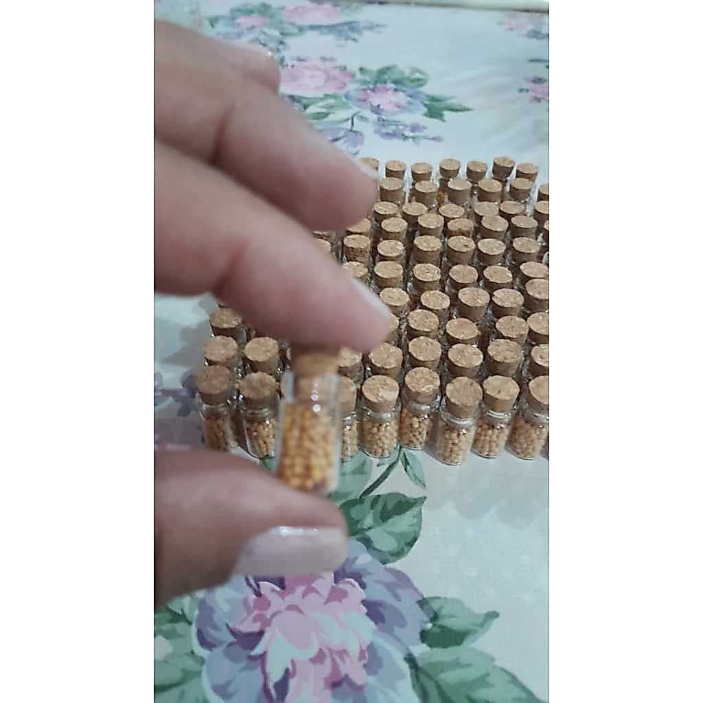 50/100 unid. Mini Frasco de vidro 1ml ou 2ml com sementes de mostarda