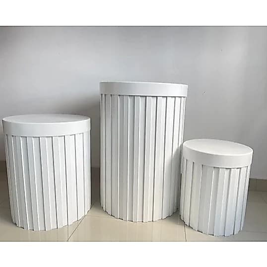 Trio Cilindro Branco Ripado kit com 3 unid P M G Reforçados Moderno