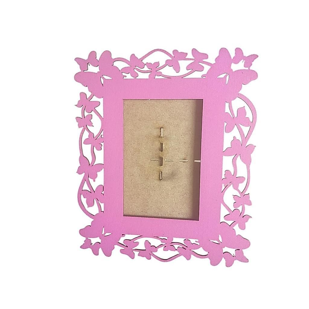 Kit 5 Porta Retrato 10x15cm Borboletas Em Mdf ROSA