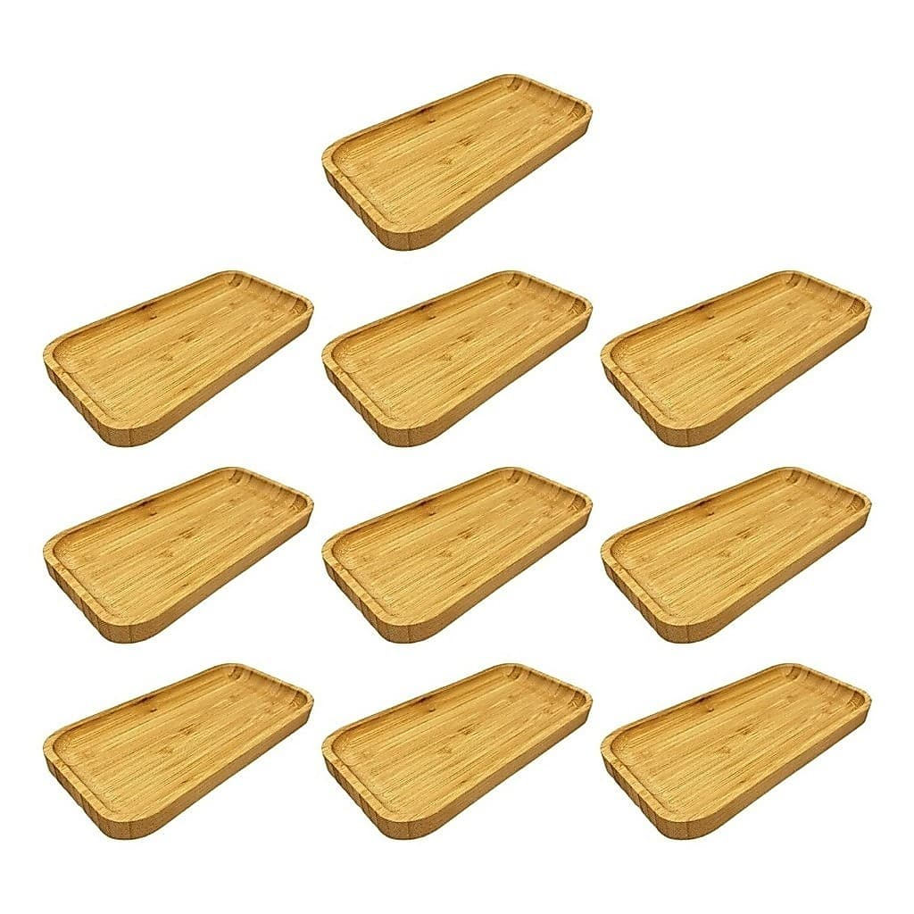 Kit 10 Bandeja De Bambu Retangular Cozinha 20x10cm Petisqueira jogo atacado lanchonete revenda
