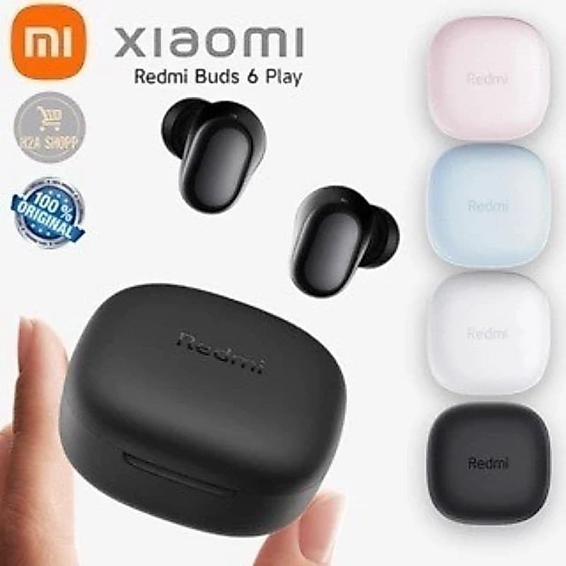 Fone Bluetooth TWS Redmi Buds 6 Play Estojo de Carregamento Rápido e Design Elegante Global Original NF Bluetooth