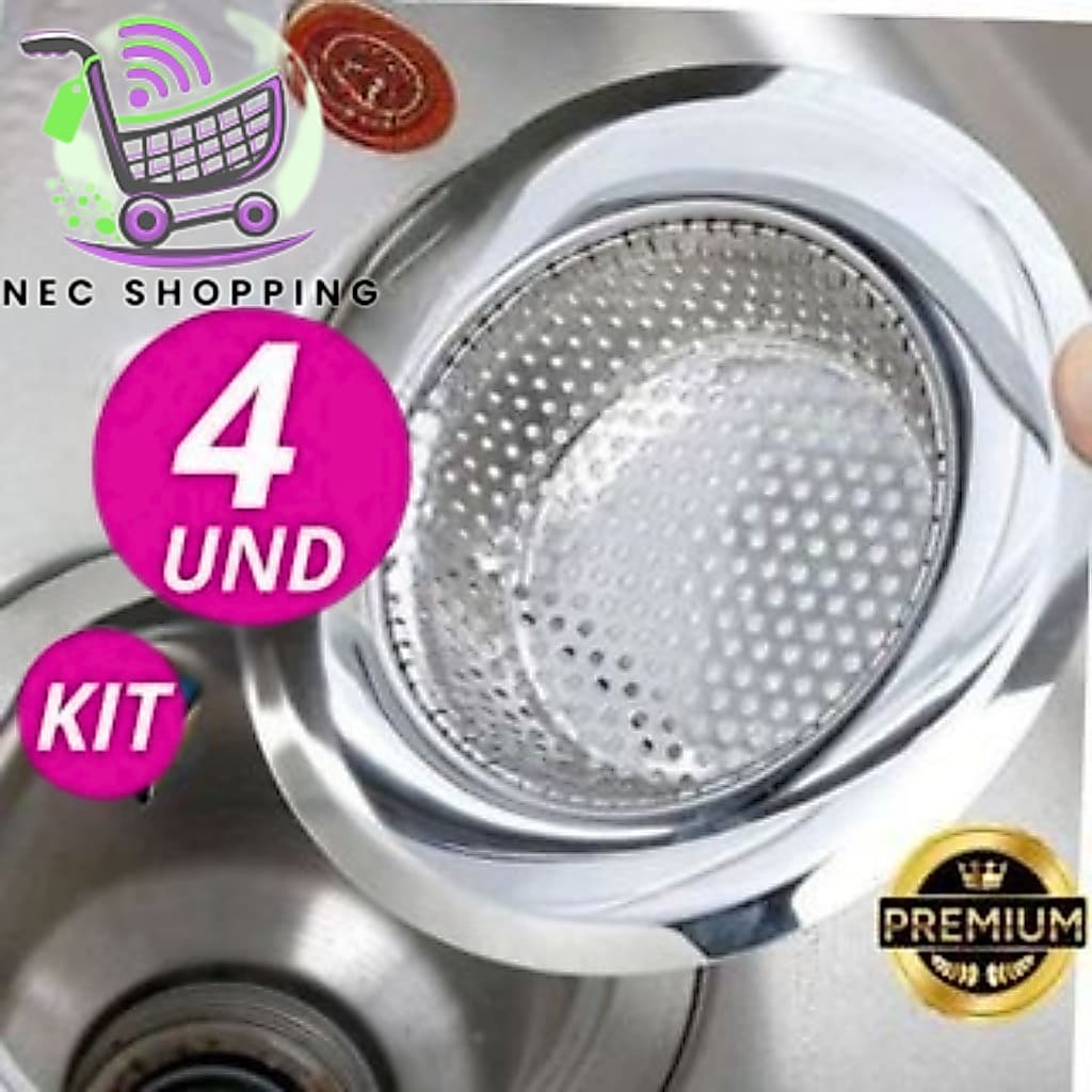 Kit Com 04  OU   02  Ralinho Ralo para Pia 100% Inox Duradouro Higiênico 9Cm Casa Cozinha Premium Primeira Linha