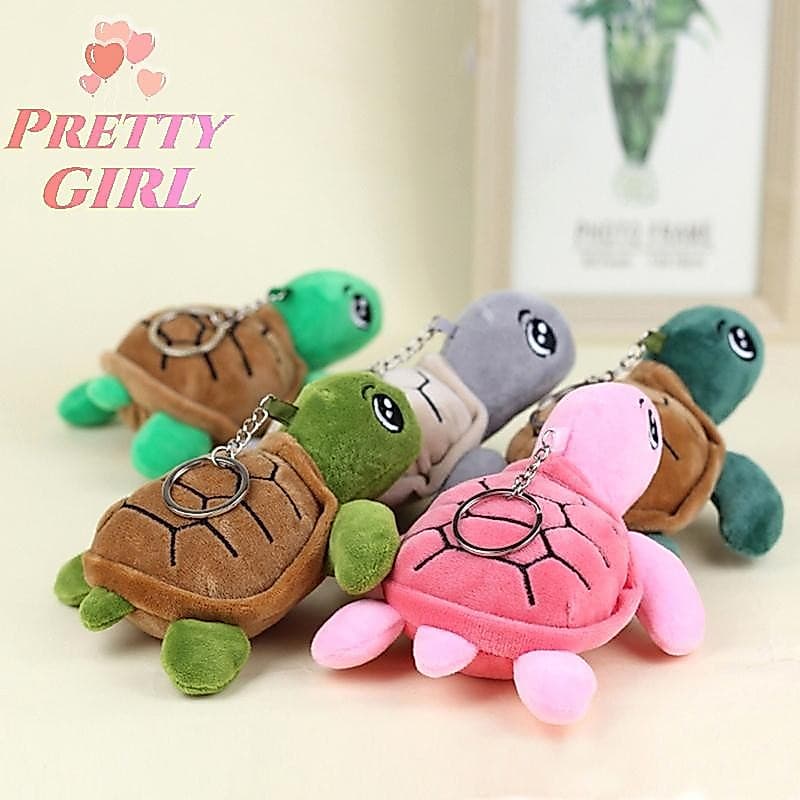 [Pretty ggirl] Tartaruga Brinquedo De Pelúcia Desenho Animado Animal Marinho Pingente Macio Boneca Chaveiro Mochila Bols