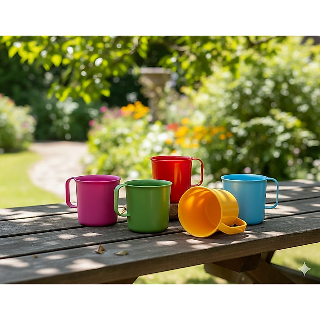 Kit Caneca Plástica Colorida 310ml - Escolar Merenda Festa Infantil Inquebrável - Atacado e Varejo 2 unidades