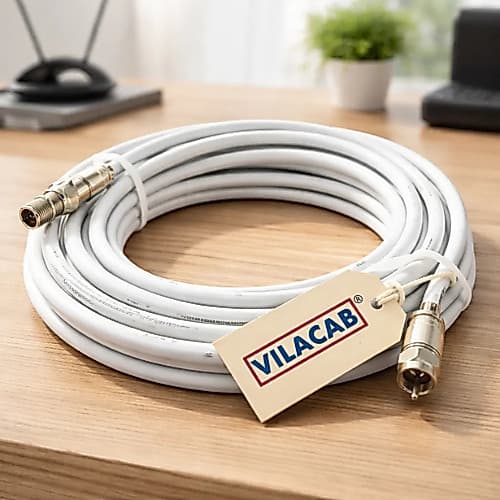 Cabo Coaxial RG59  com Conectores de Compressão e Emenda Tipo F Antena Tv A Cabo Satélite