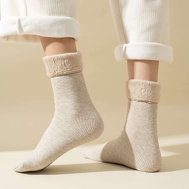 Kit 3 ou 6 Pares Meias Soquete Térmica Grossa Flanelada Fleece Inverno Frio Intenso Canelada