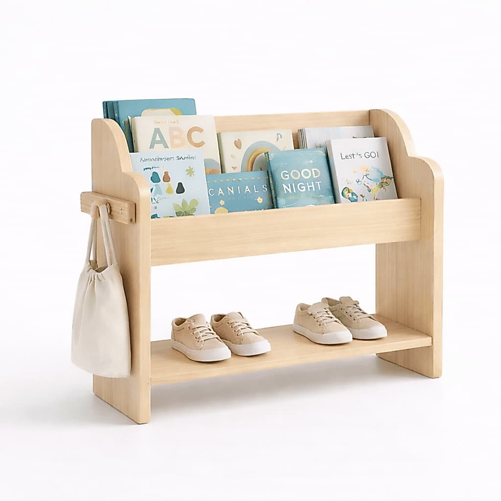 Revisteiro Infantil Montessori 3 em 1 MDF Porta Livros Com Prateleira