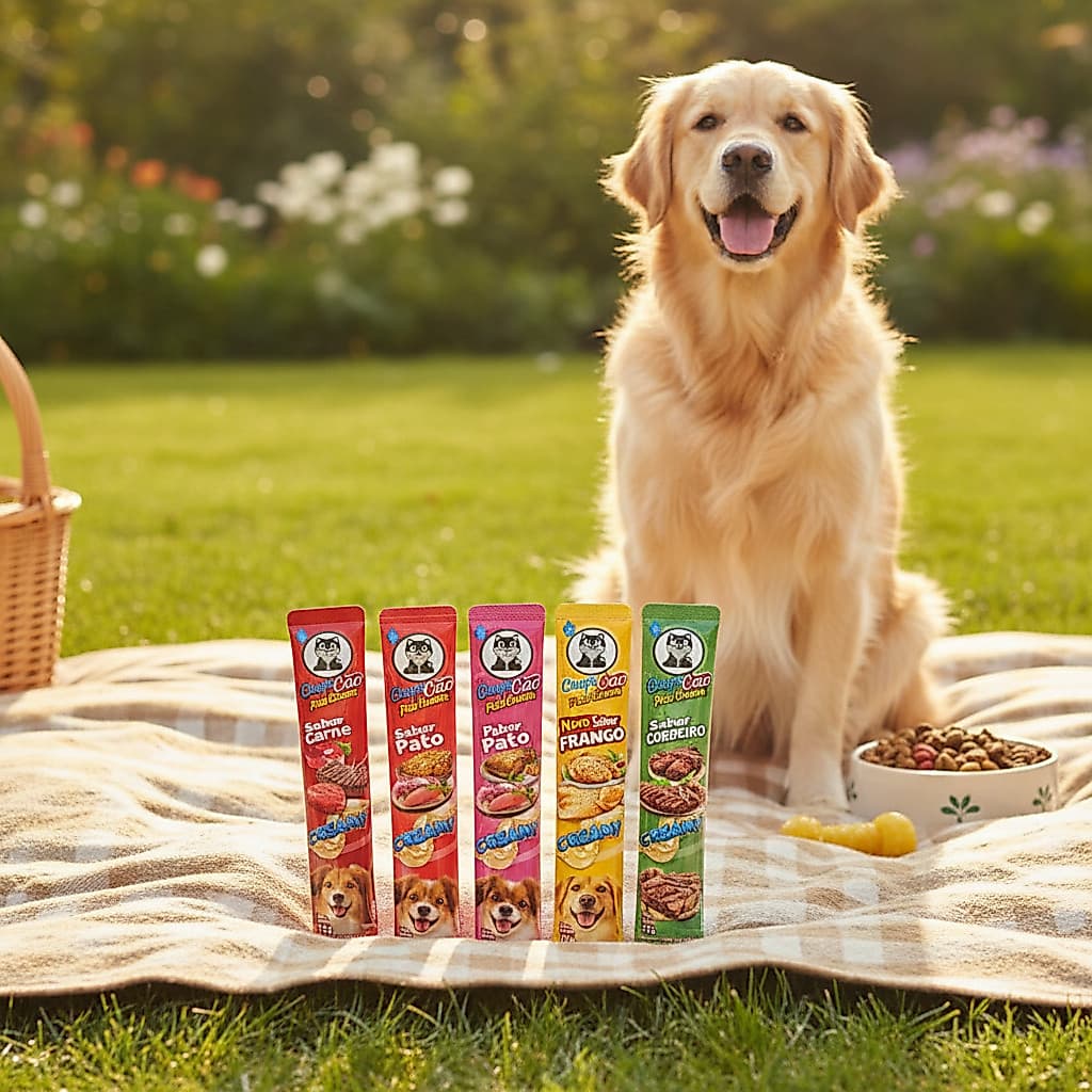 Kit 4 ChupsCao Pate Cream Suplemento Para Cão Sabores Patos, Carne, Cordeiro e Frango