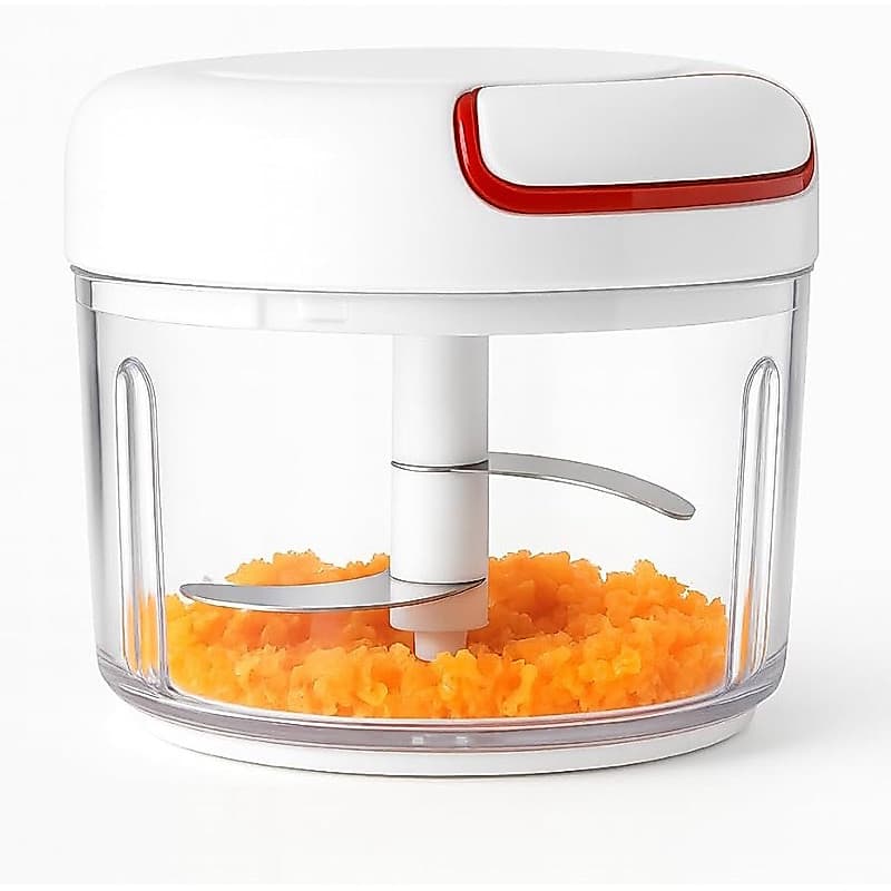 Mini Processador Manual de Alimentos, 2 Lâminas em Aço Inox, Sistema de Corda Retrátil, 170ml