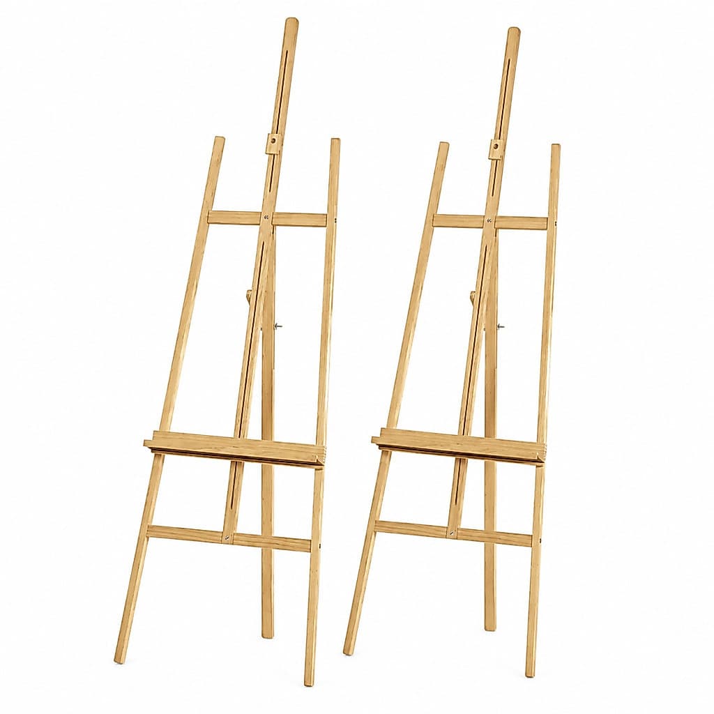 Kit 2 Cavaletes de Pintura 180cm Pinus Natural Souza Artístico Ajustável para Tela e Exposição