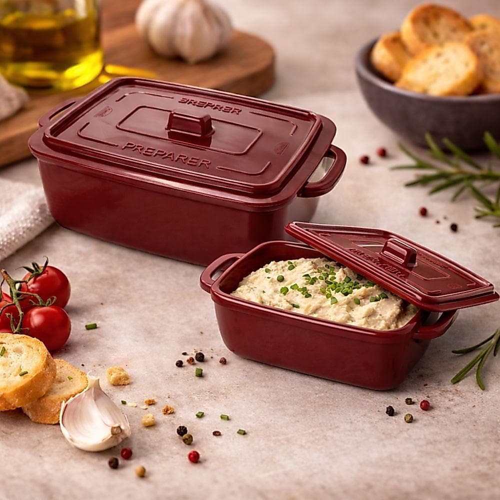 Kit 2 Potes Panelinhas Herméticas Retangulares Vermelhas Mini Caçarola Ramekin Plástico Plasútil
