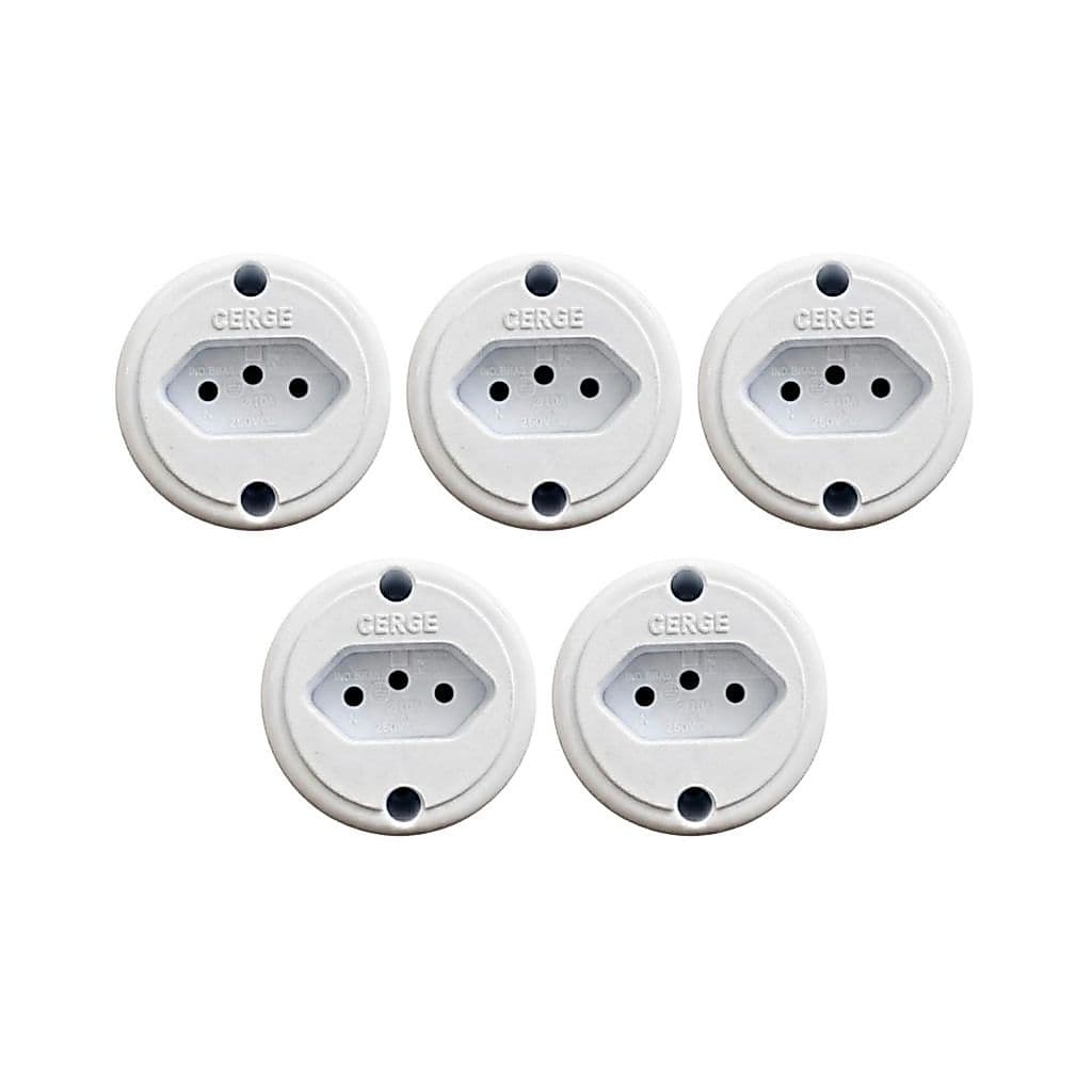 Kit 05 Tomadas Sobrepor Externa 2P+T 10A Bca Fácil Instalação