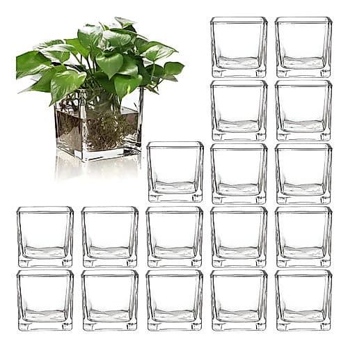 Kit Vasos Decorativos Castiçal De Vidro Quadrados Grandes e Pequenos Escolha