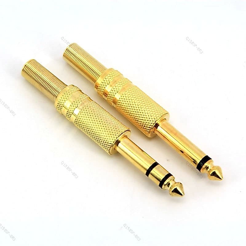 6.5mm Banhado A Ouro 6.35mm Macho Mono Estéreo Solda Áudio Jack Conector BR15B3