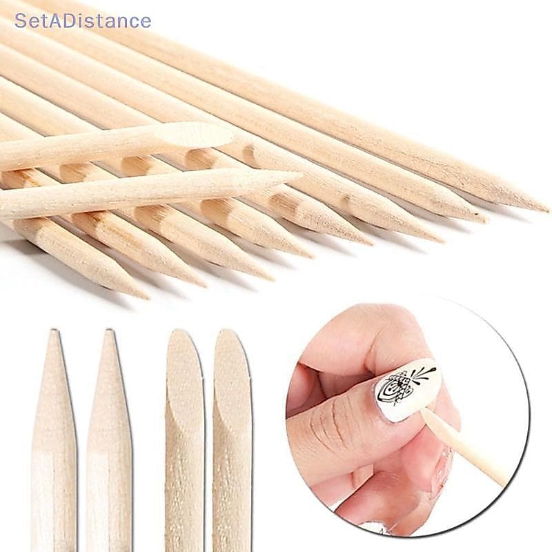 SetADistance 100 Pcs 7.5 Cm Dupla Extremidade Prego Madeira Stis Cutícula Empurrador & Removedor De Polonês Para Salão D