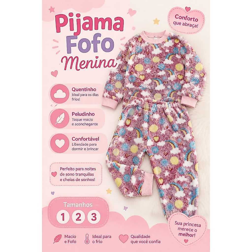 Pijama Cobertinha Meninas Quentinho  Para Dormir