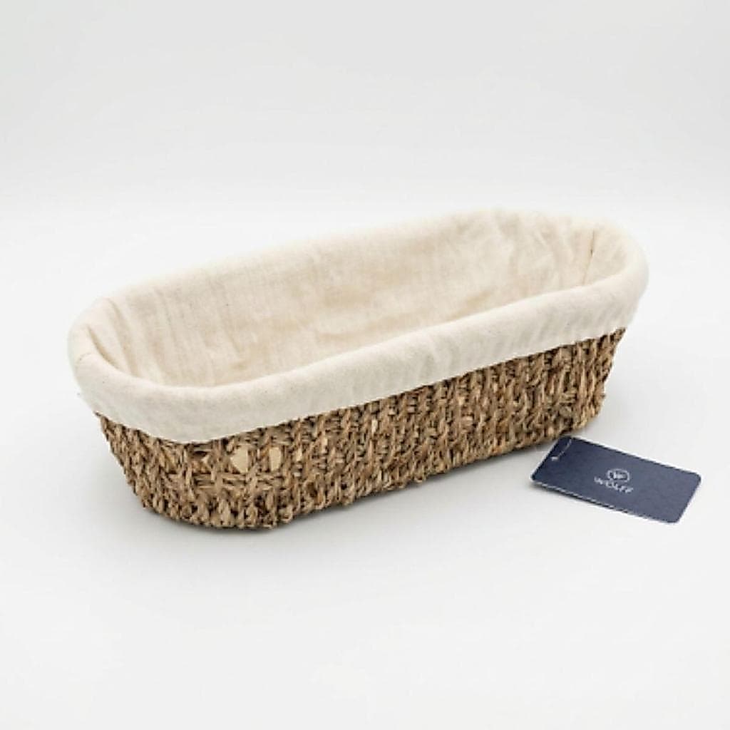 Cesta Organizadora Oval Sisal 28cm com Forro Tecido Porta Pães Mesa Posta Decorativa