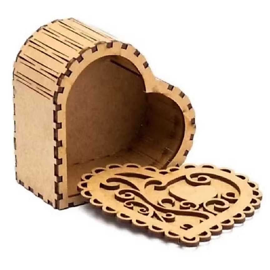 Caixas Coração- Dia Das Mães Bombom Pequena Mdf 3mm kit com 5 unid