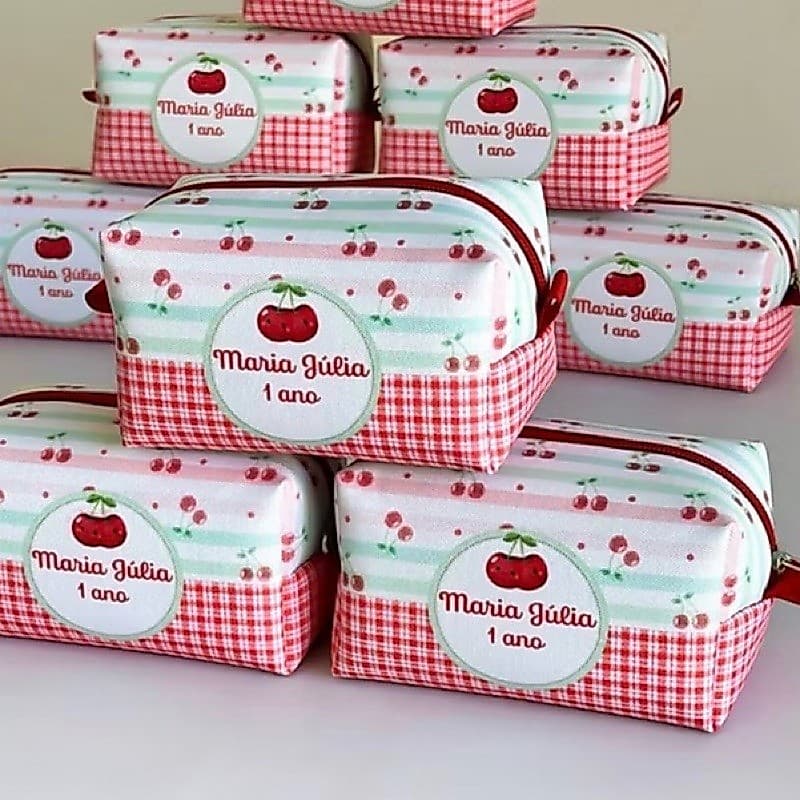 Kit 10 necessaire Cerejinha Aniversário/lembrancinha infantil aniversário batizado chá bebê