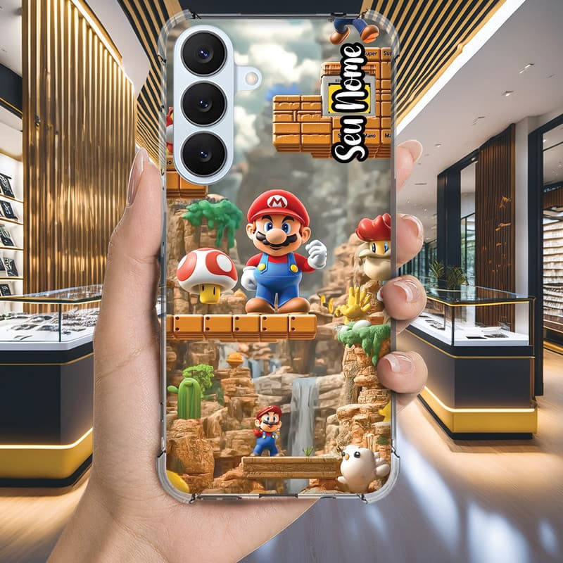 Capa Capinha GALAXY NOTE 20 ULTRA 10 S25 EDGE S24 S23 S22 S21 Anti-impacto Personalizada gamer MARIO nome (3569)