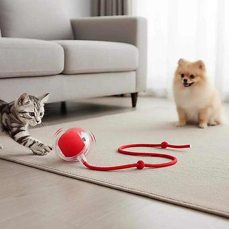 Brinquedo Elétrico para Gatos com Corda, Brinquedo Interativo para Gatos, Brinquedo de Bola Rolante Automática, Acessóri