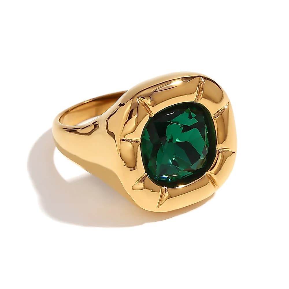 Anel elegante IVIAPRO, com pedras de zircônia em formato redondo, quadrado e de flor, anel de aço inoxidável banhado a o