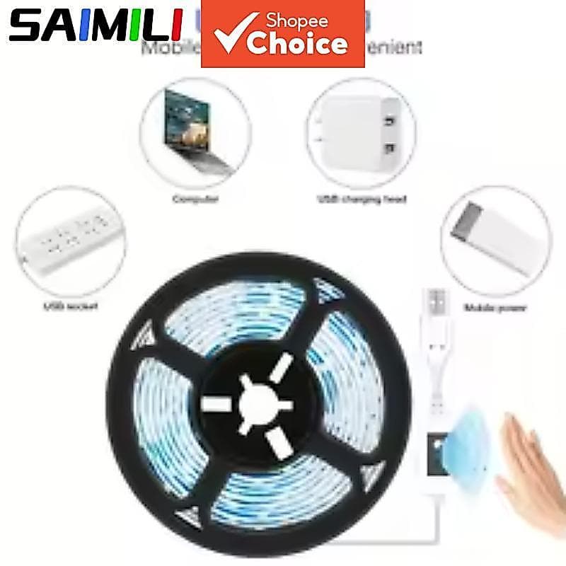 Fita de LED Inteligente SAIMILI 5V com Dimmer Sensor de Movimento, Fita de LED Flexível para TV, Cozinha, Armário, Luzes