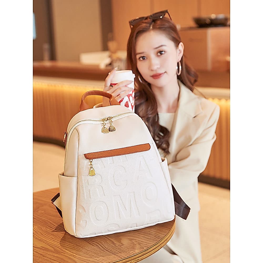 High-End mochila feminina 2025 novo estilo carta em relevo mochila de viagem lazer Commuter All-Match estudante universi