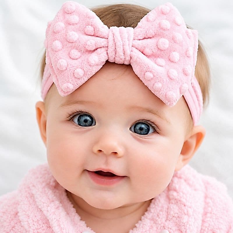 Laço bebê minky Laço infantil texturizado Acessório de cabelo infantilLaço artesanal macio
