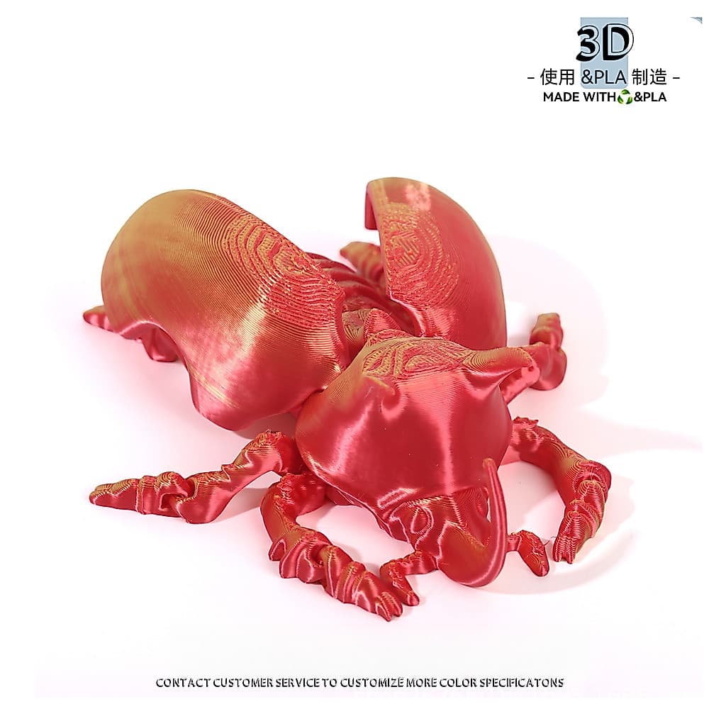Modelo de besouro impresso em 3D com asas que podem ser abertas, design de peça única, decoração criativa para mesa de e