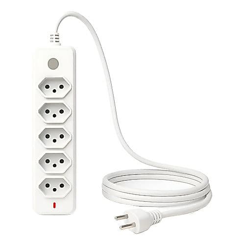 Extensão Elétrica S-forte Bivolt 10a 5 Tomadas Cabo 3m Branco 127/220v