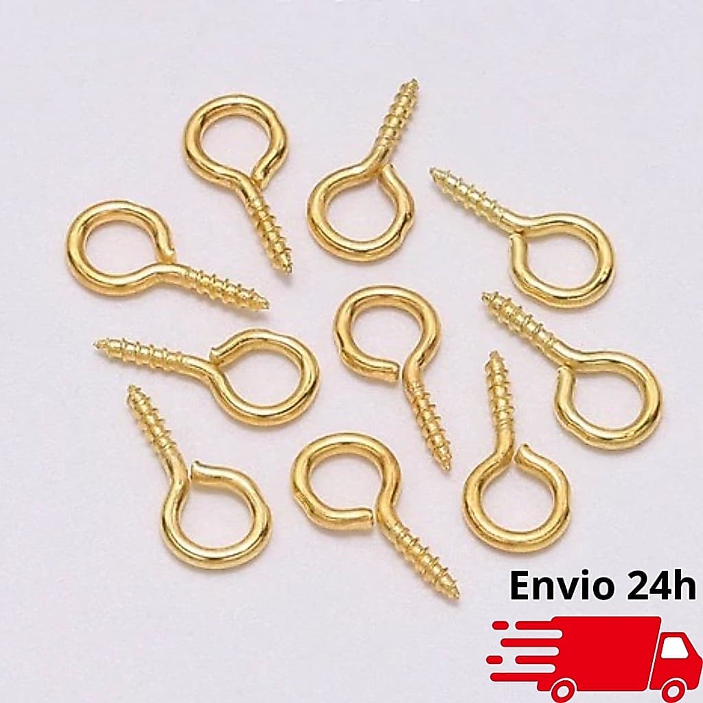 Mini pitão rosca dourado 4x8mm 50pçs gancho rosqueável bijuterias fecho pino parafuso diy artesanato