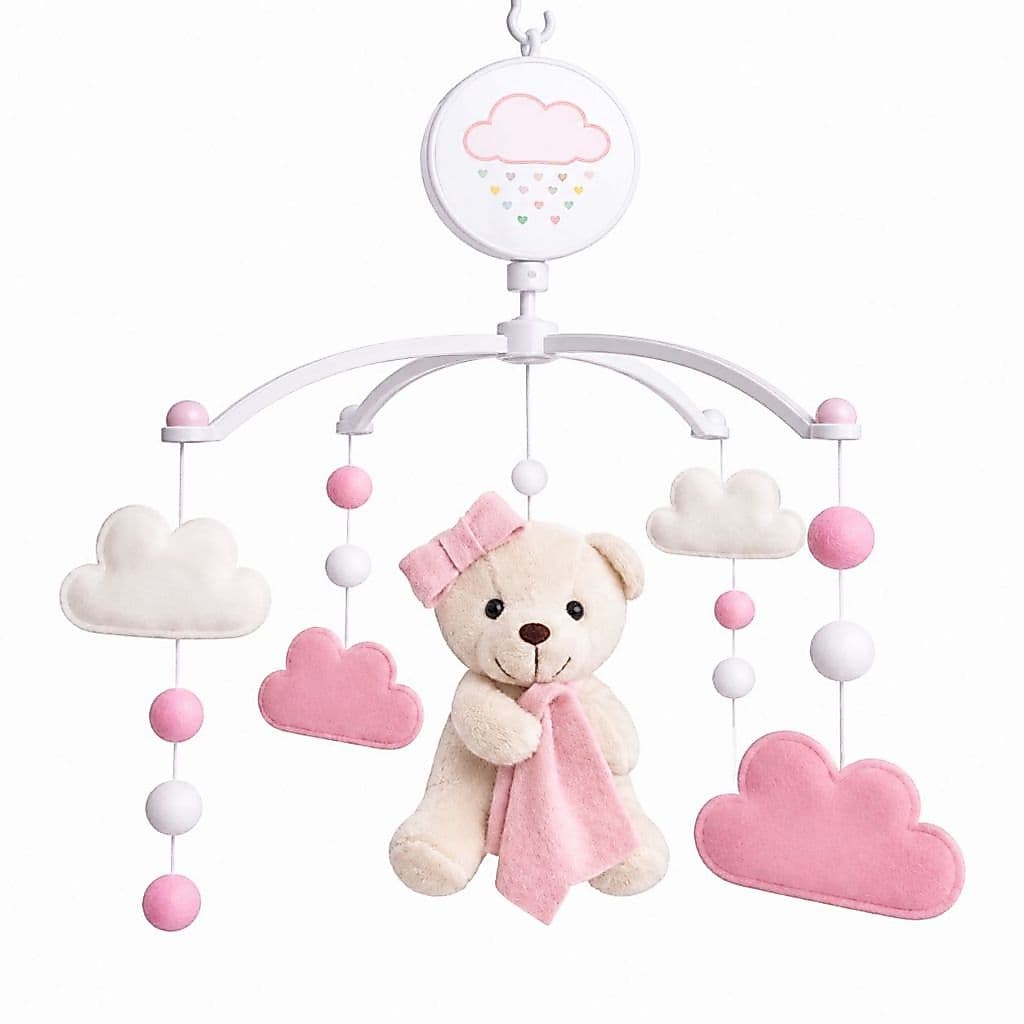 Móbile Músical e Giratório Urso Ursinho Ursinha Naninha Nuvem Menina
