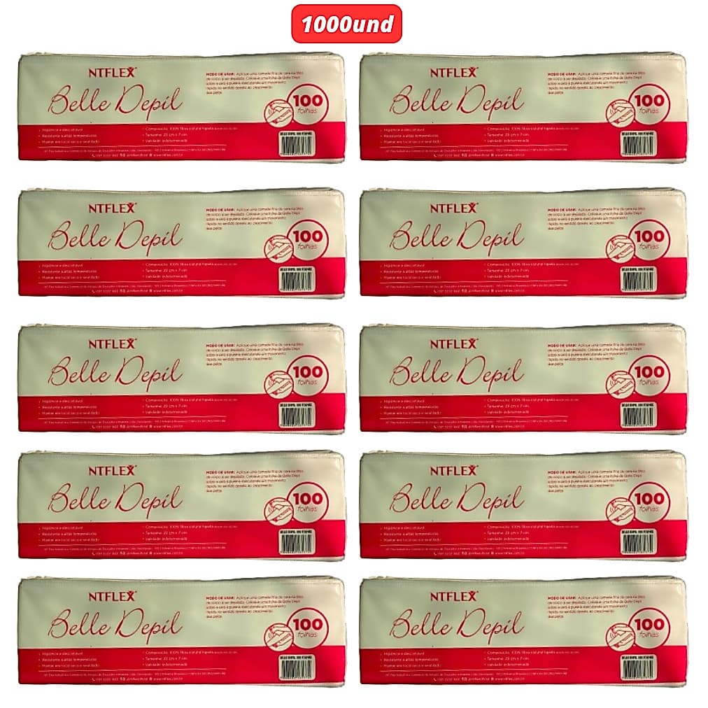 Papel/Lenço Depilatório Tnt Belle Depil 1000 Unidades 7,2cm x 23cm com 80 gramatura