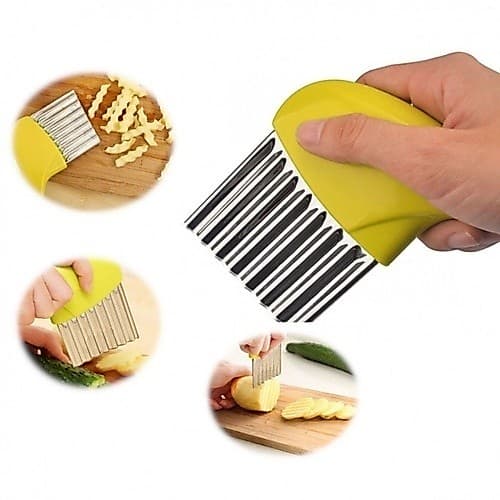 Cortador De Batata CHIPS Ondulado legumes De Aço Inox