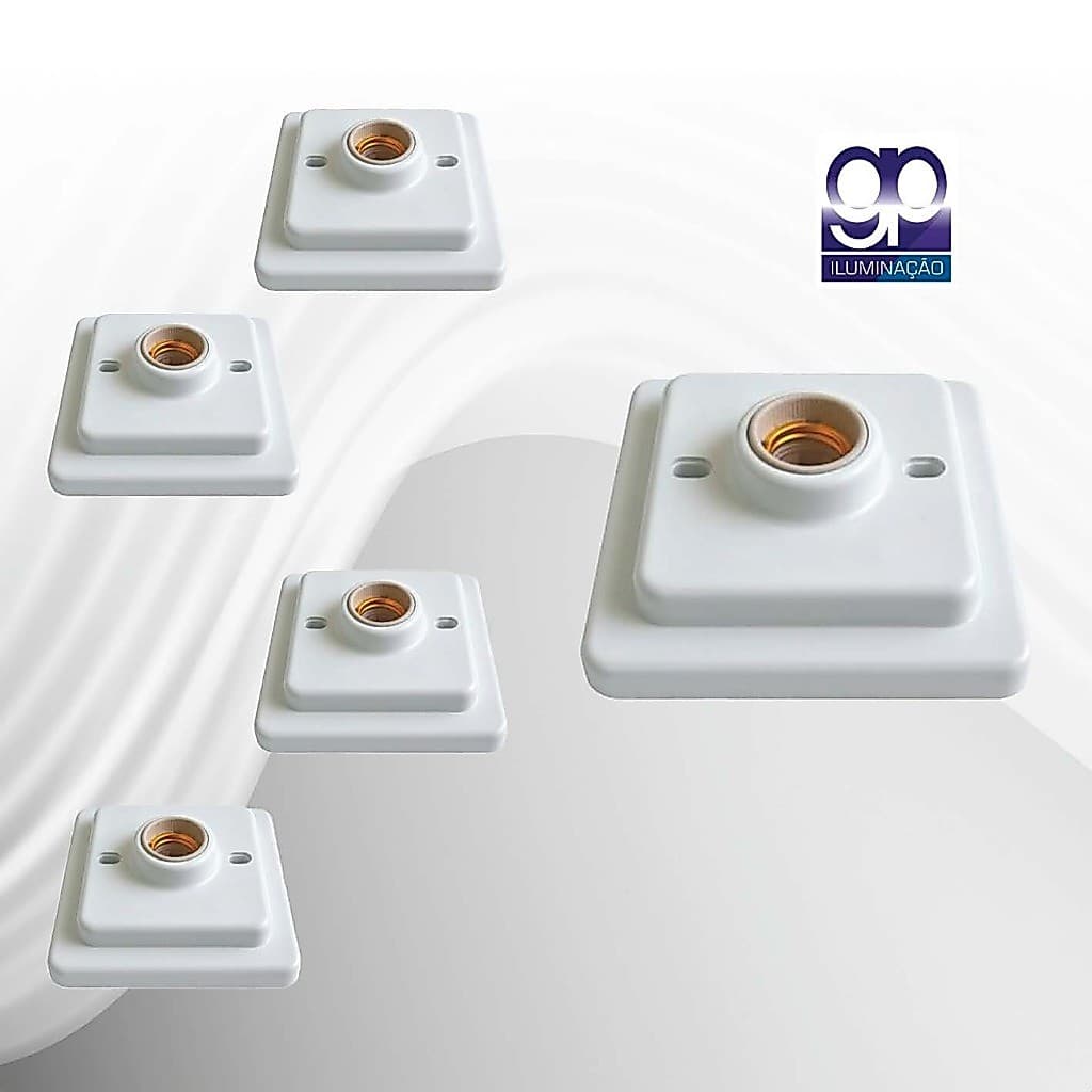 KIT 05 UN  LUMINARIA PLAFON QUADRADO  SOBREPOR SOQUETE PORCELANA E27 - AREA INTERNA  TETO  GAZPLAST