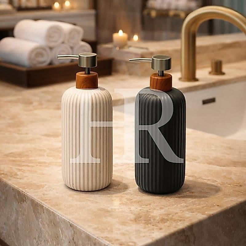 Porta Sabonete Líquido Lines 420ml em Porcelana minimalista Banheiro e Pia de Cozinha