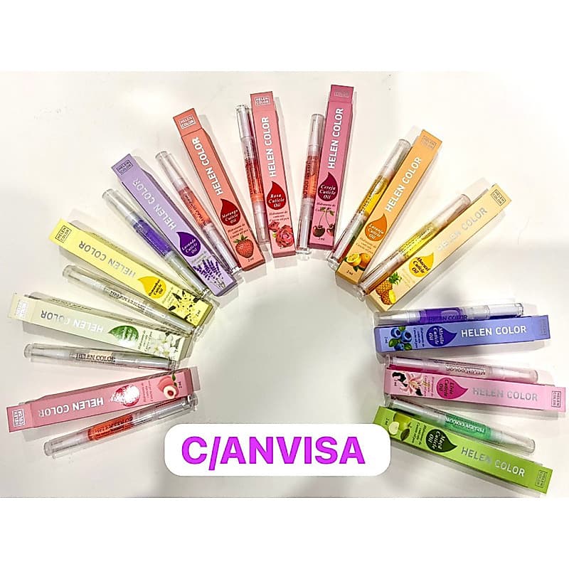 Kit 12 Canetas Óleo Revitalizador De Cutículas Aroma Hidratante Helen Color