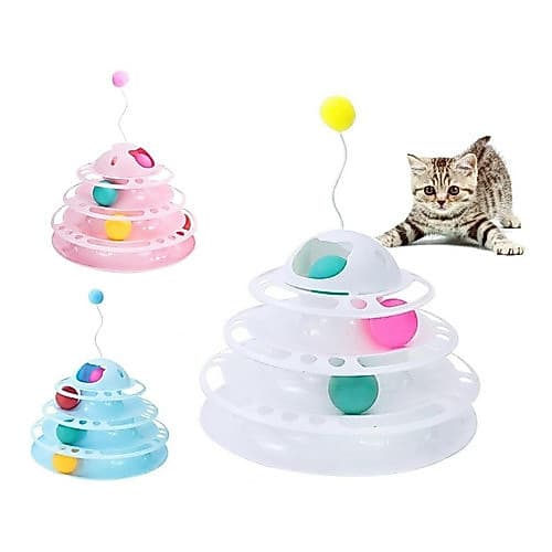 Brinquedo Interativo Gatos Corre Corre Torre De Bolinhas para gatos 4 Níveis e 3 bolinhas