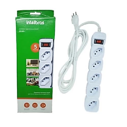 Filtro De Linha EPE 205 Protetor Energia Dupla Proteção EXT 5 tomadas Branco Intelbras