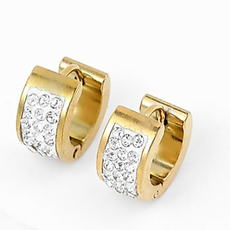 Brincos de diamante de três carreiras em aço inoxidável