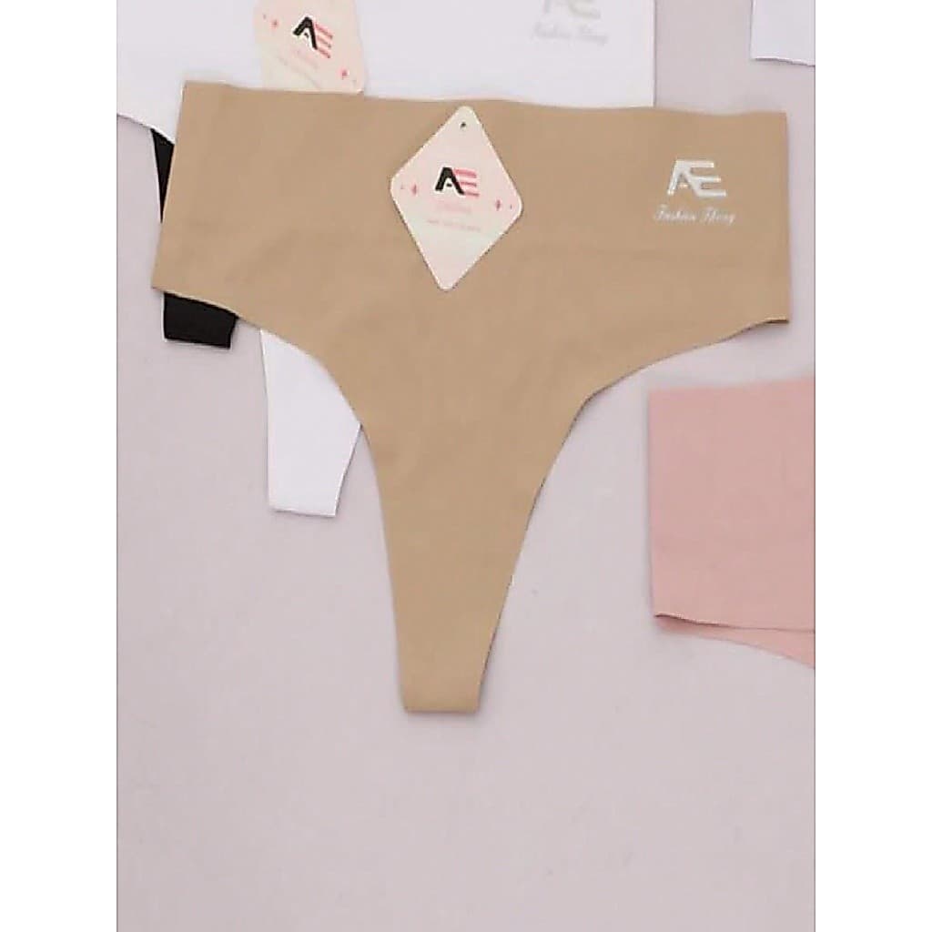 Kit com 5 Calcinha Feminina Sem Costura  Fio Cós Alto e Cós Reforçado de 5CM/1006