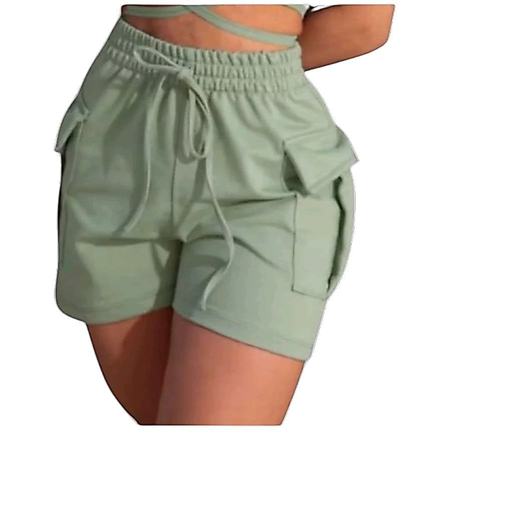 Shorts Cargo Moletom Feminino Com Bolso Lateral Moletinho cintura alta